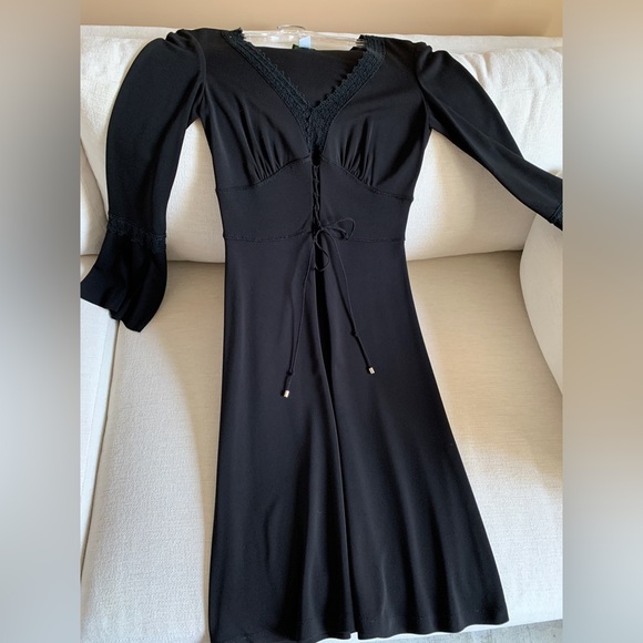 Citrine Black Lace Up Black Dress Size 08 - Picture 1 of 6